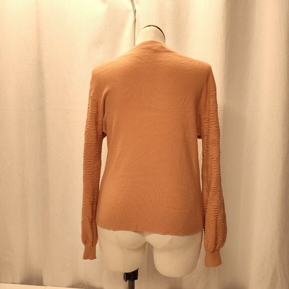 Vila Milano V-Neck Sweater Womens XL Textured Bishop Sleeves Peach Color - Picture 5 of 7